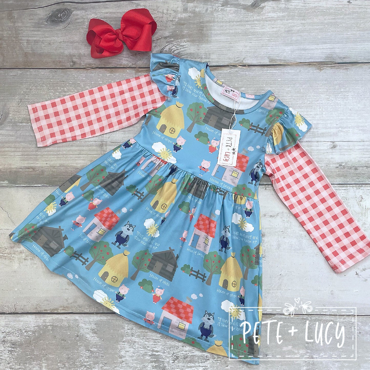 Pete + Lucy 3 Little Pigs Long Sleeve Dress