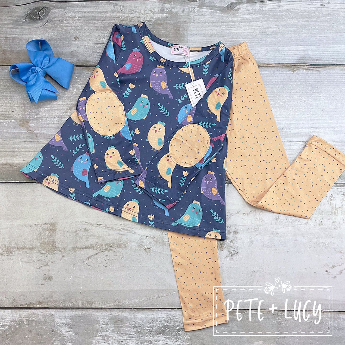 Pete + Lucy Bright Birdies Pant Set