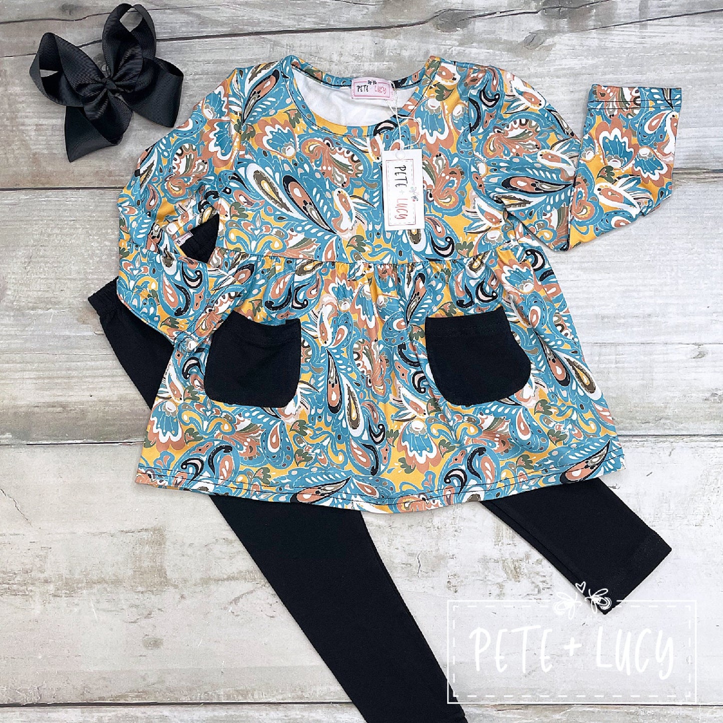 Pete + Lucy Paisley Long Sleeve Pant Set