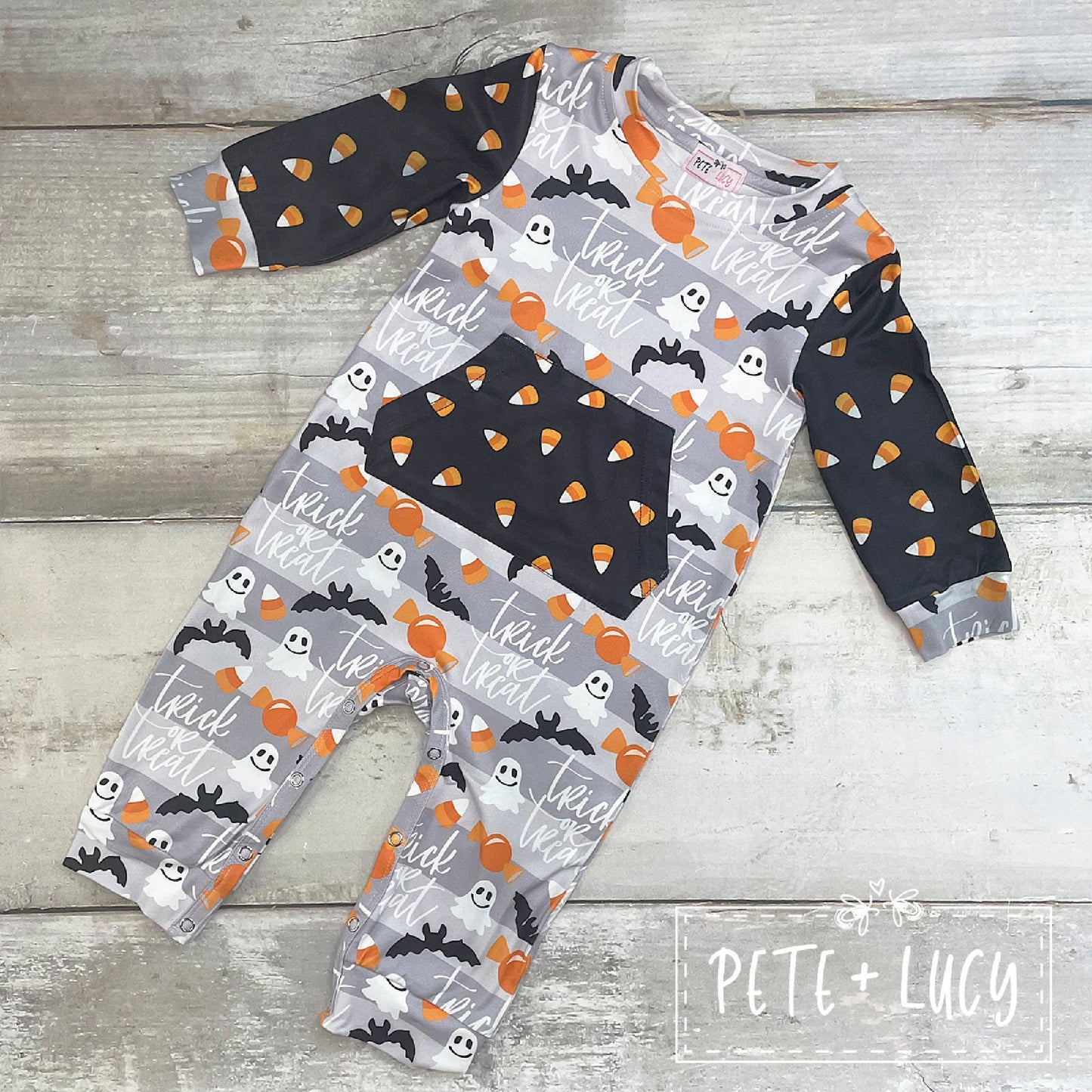 Pete + Lucy Trick or Treat Baby Boy Romper