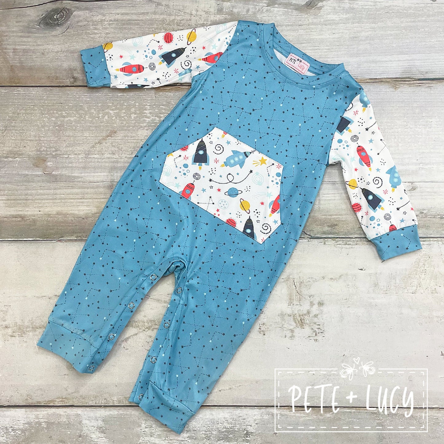 Pete + Lucy Out of this World Boy's Long Sleeve Romper