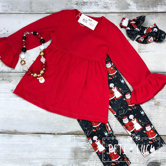 Pete + Lucy Christmas Long Sleeve Pants Set Santa & Mrs Claus