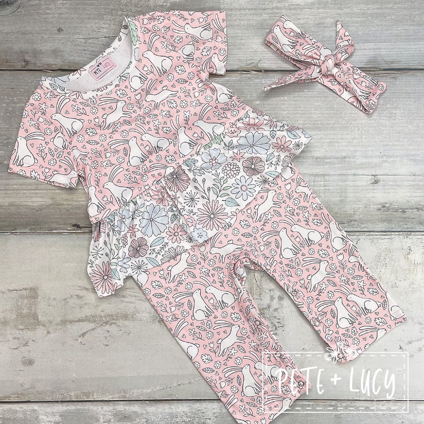 Pete + Lucy Easter Bunny Short Sleeve Romper