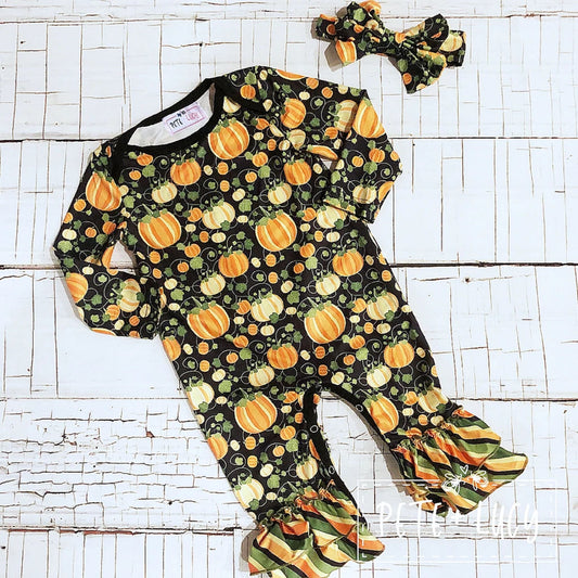 Pete + Lucy Pumpkin Patch Long Sleeve Romper