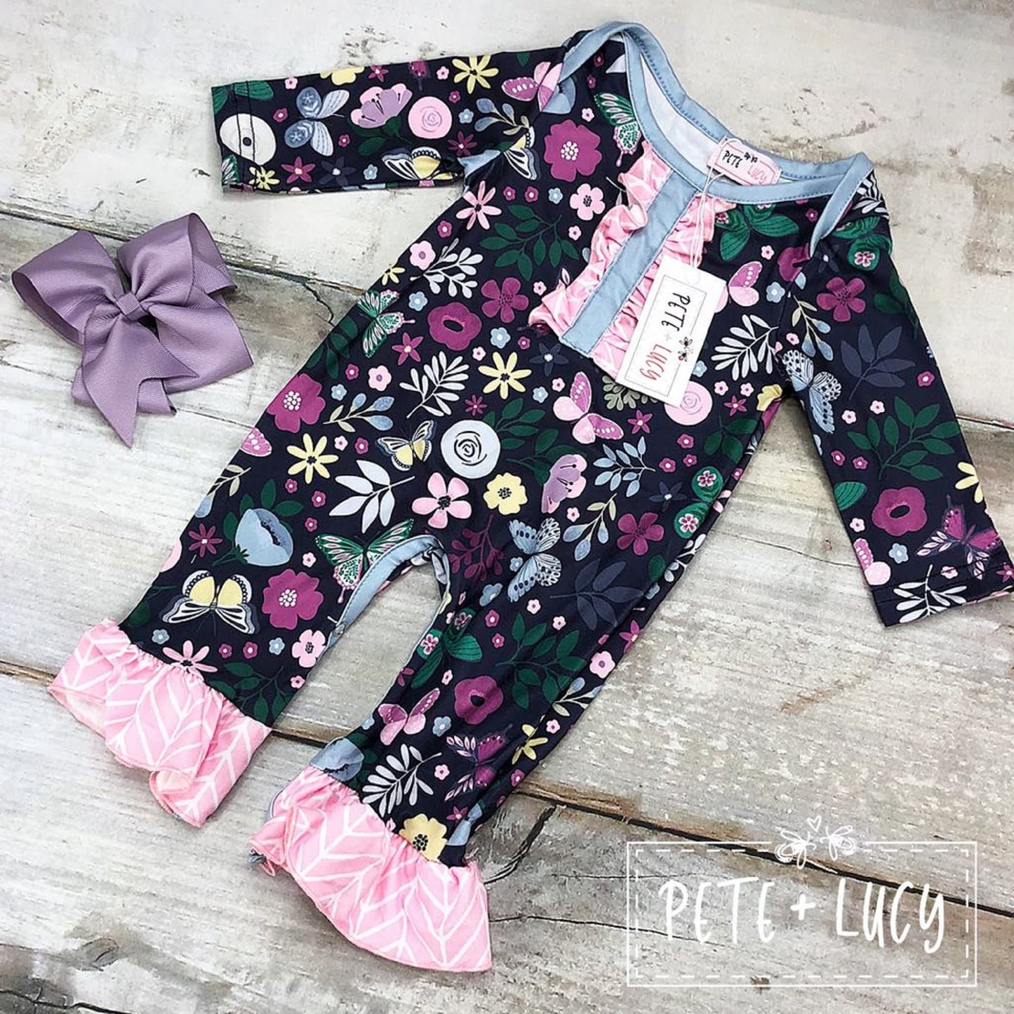 Pete + Lucy Floral Romper Long Sleeve 12-18 Months