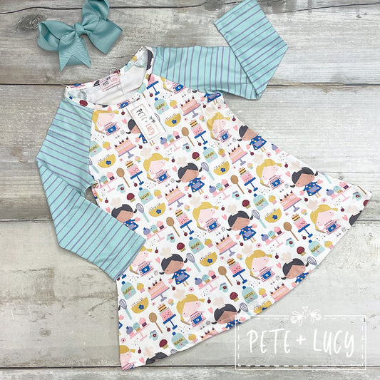 Pete + Lucy Mommy's Little Helper Long Sleeve Dress