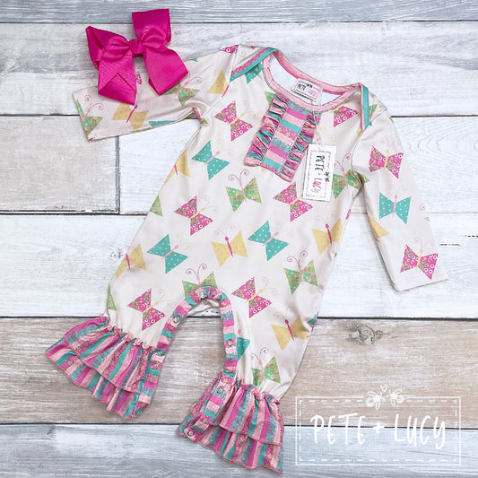 Pete + Lucy Fly Like a Butterfly Long Sleeve Romper