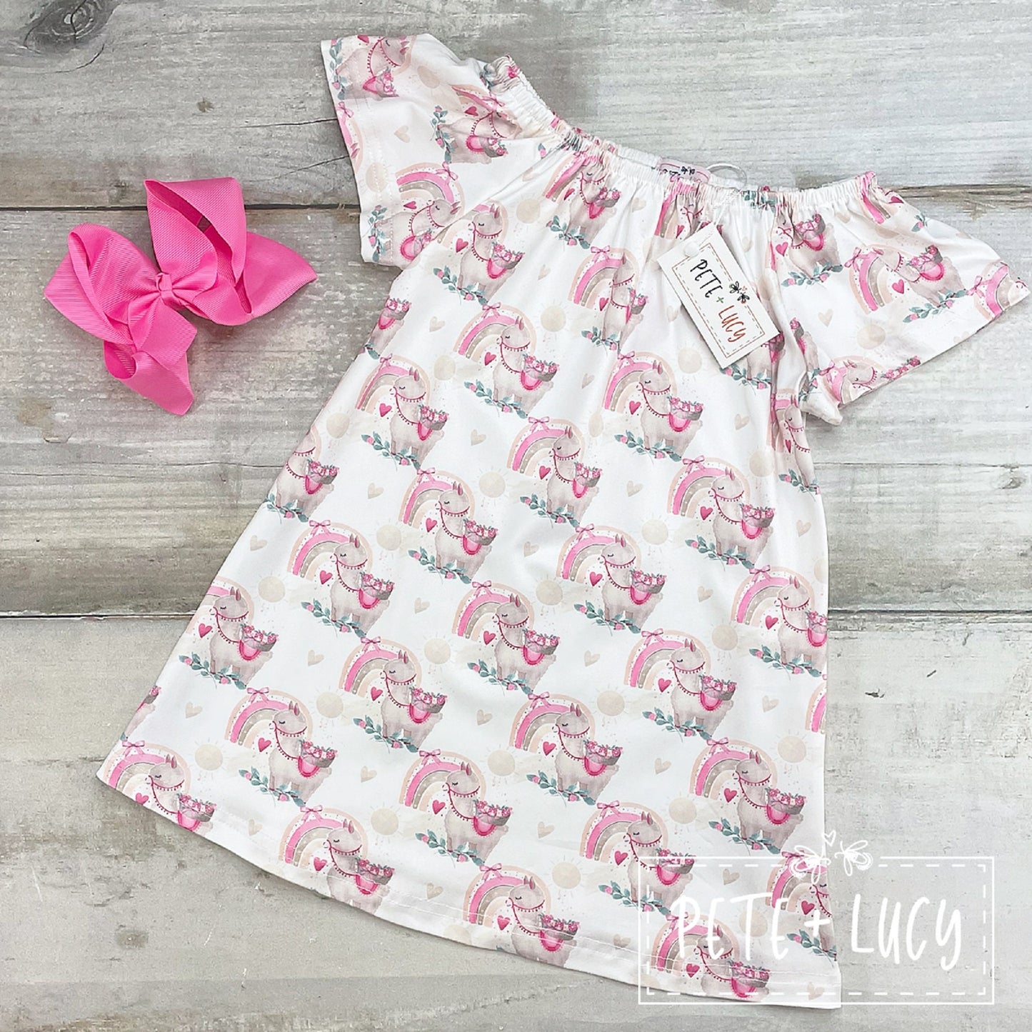 Pete + Lucy Llama Love Short Sleeve Dress