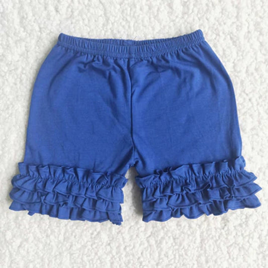 Girls Royal Blue Triple Ruffle Icing Shorts