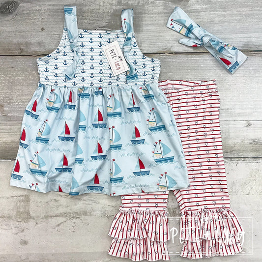 Pete + Lucy Ahoy Maties Ruffle Short Set