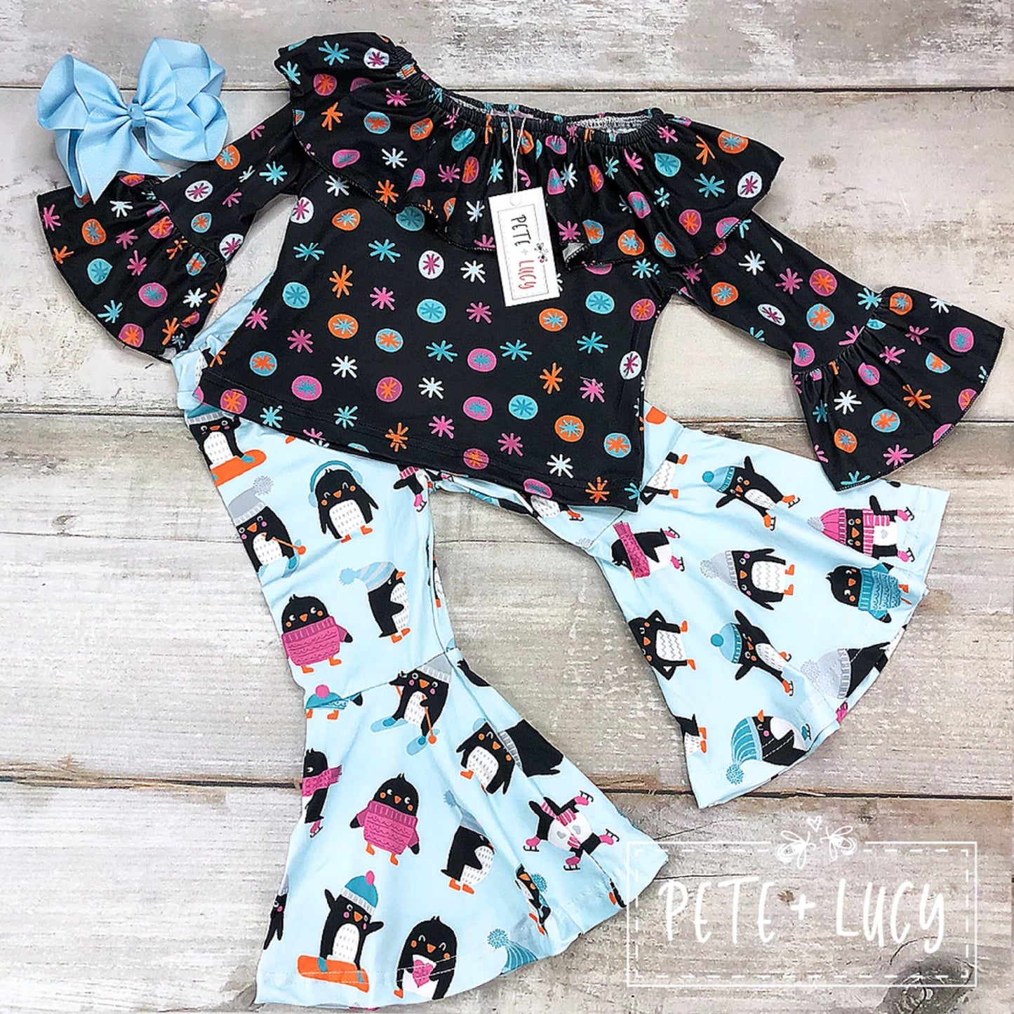 Pete + Lucy Penguin Party Pants Set