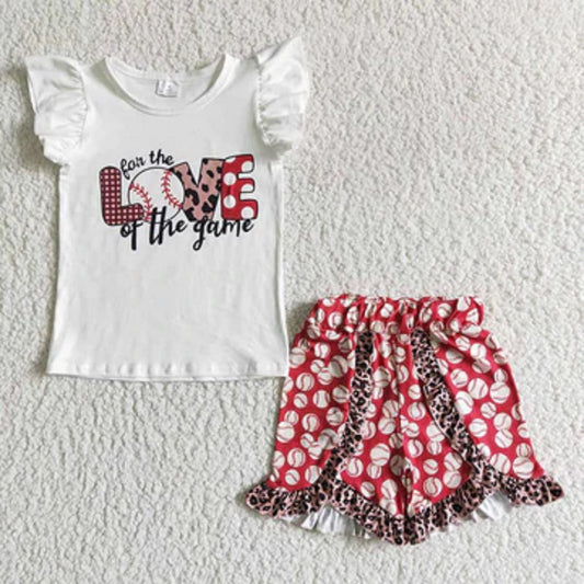 For the Love of the Game Girls Baseball Short Set