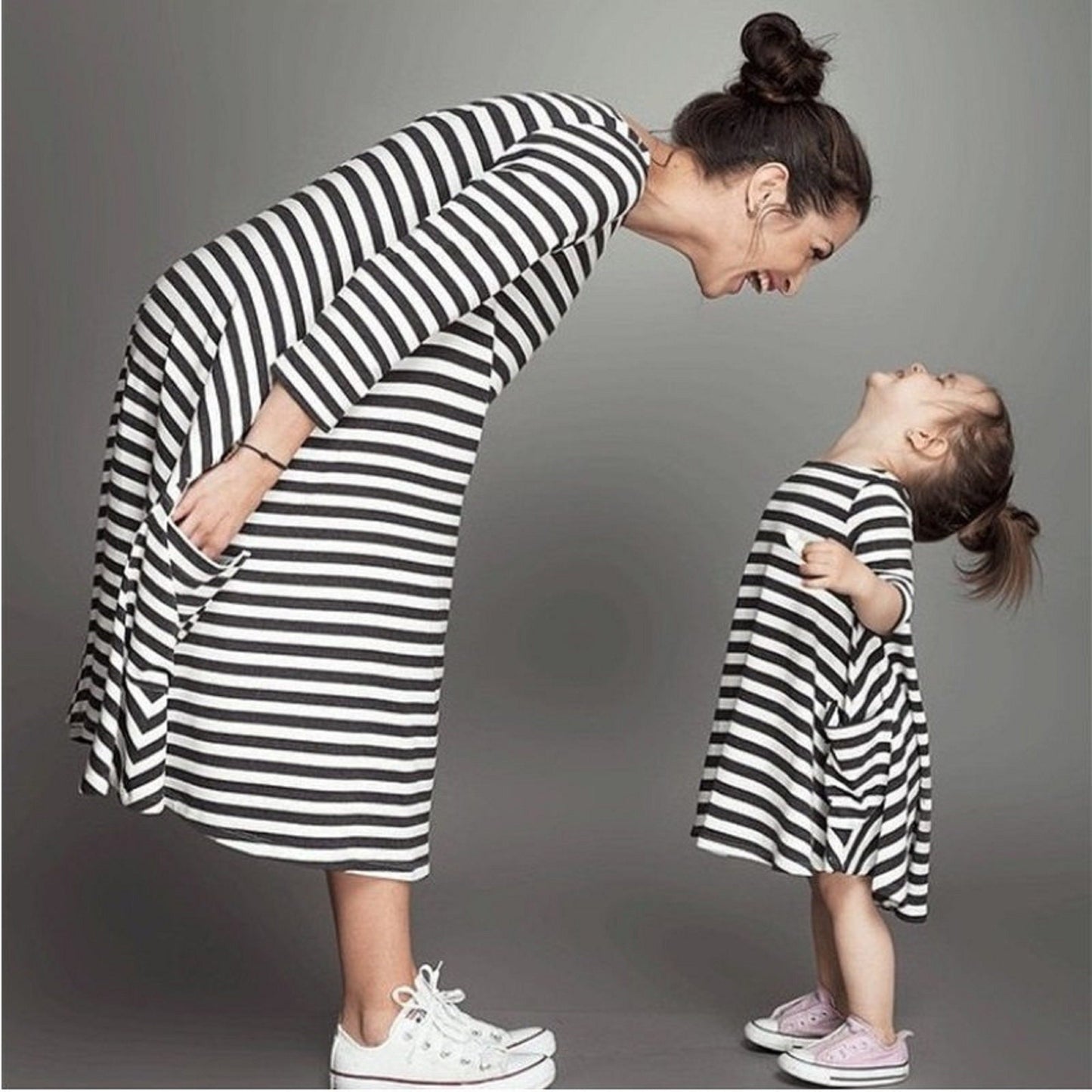 Summer Striped Ladies Dress Matching Mother & Daughter