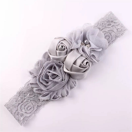 Gray Stretchy Lacey Girls Headband