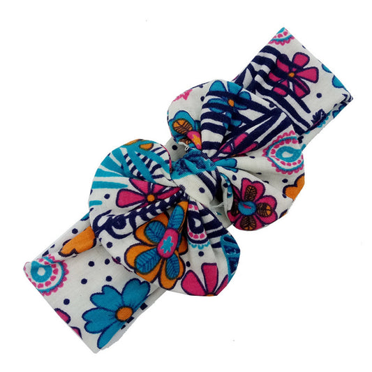 Girls Blue Floral Stretchy Headband