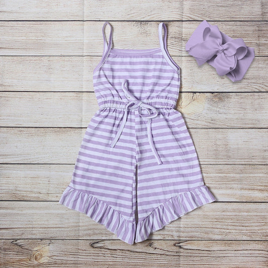 Purple Stripe Short Romper