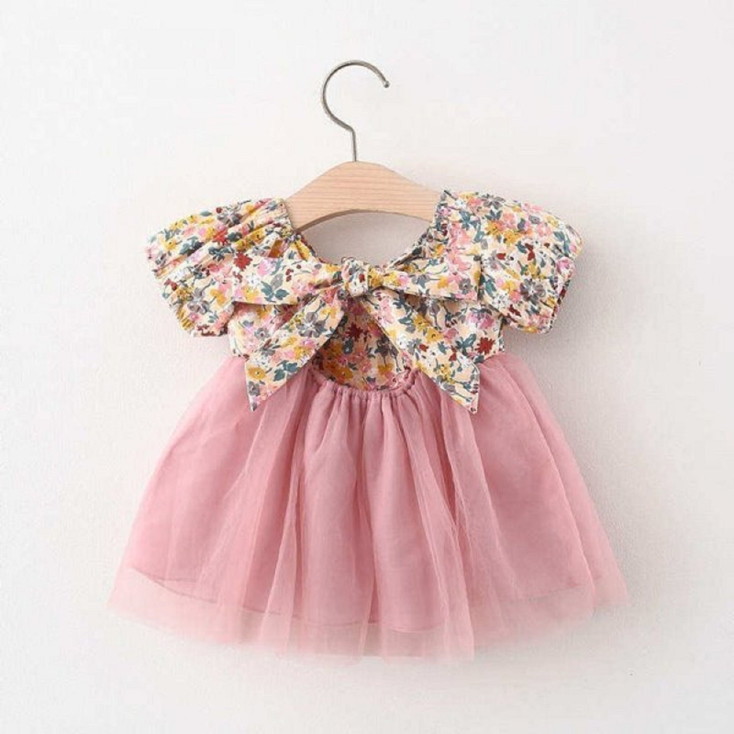 Baby Girl Pink Decor Mesh Floral Dress