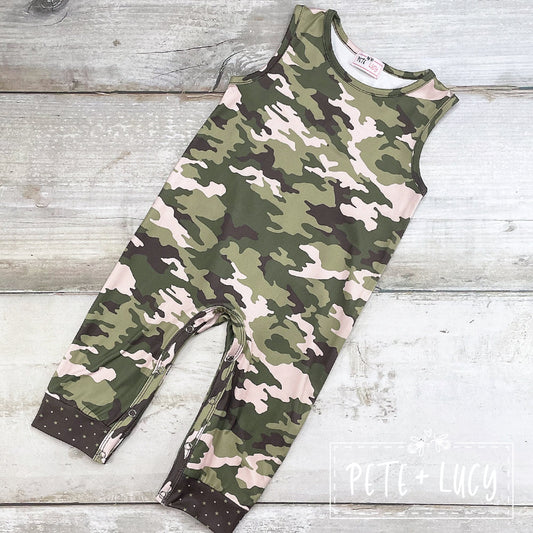 Pete + Lucy Camo Cuties Short Sleeve Boys Romper