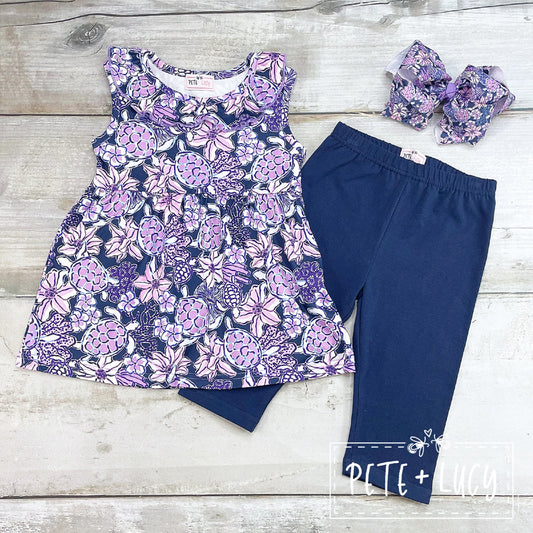 Pete + Lucy Tropical Turtles Capri Set