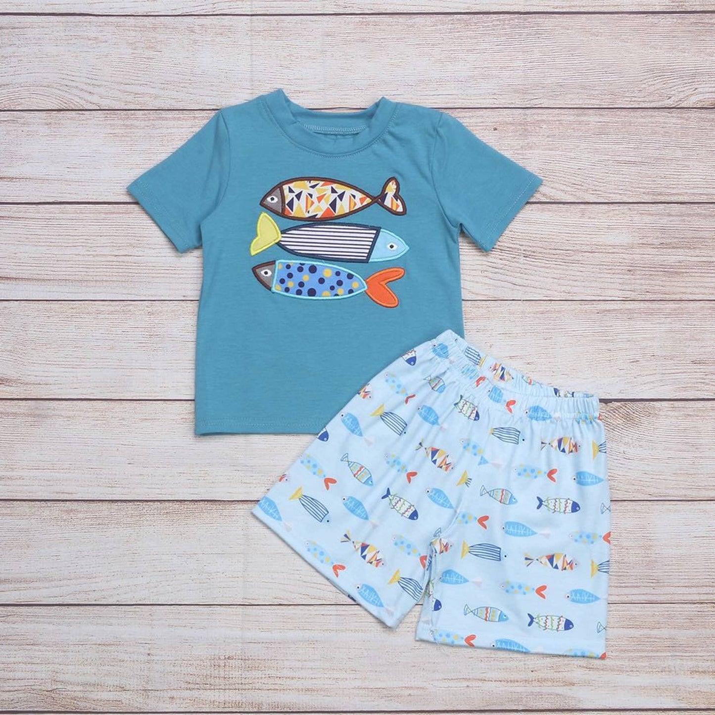 Three Fish Short Sleeve Short Set