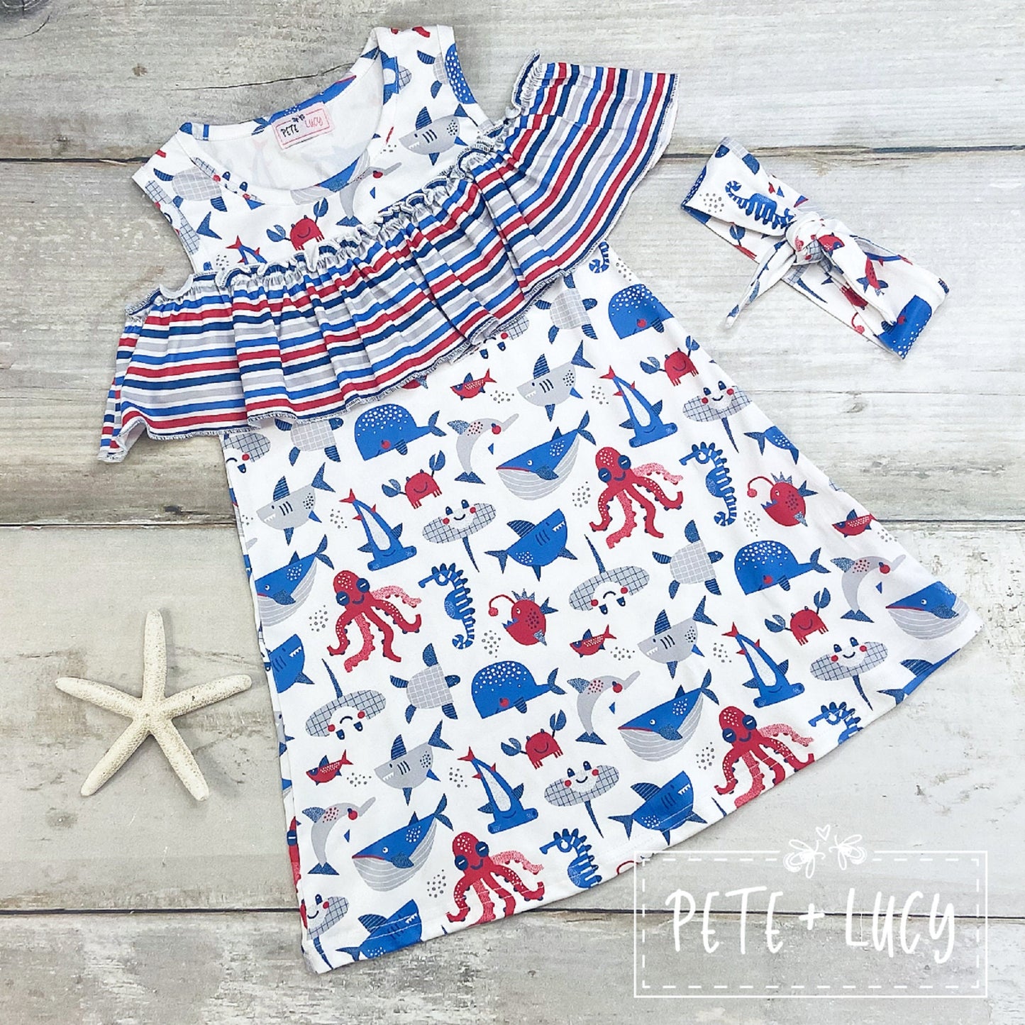 Pete + Lucy Summer Sea Life Short Sleeve Dress