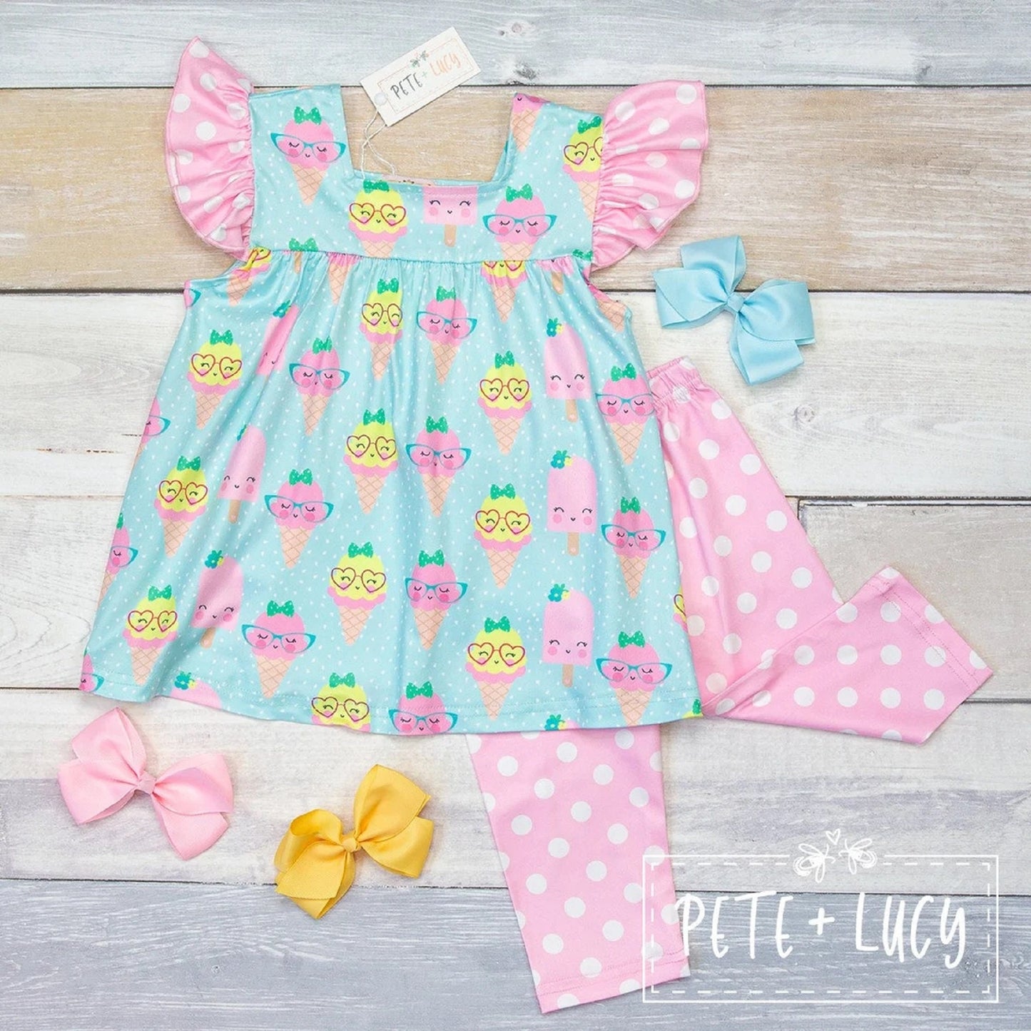 Pete + Lucy Ice Cream Fun 2 Piece Capri Set