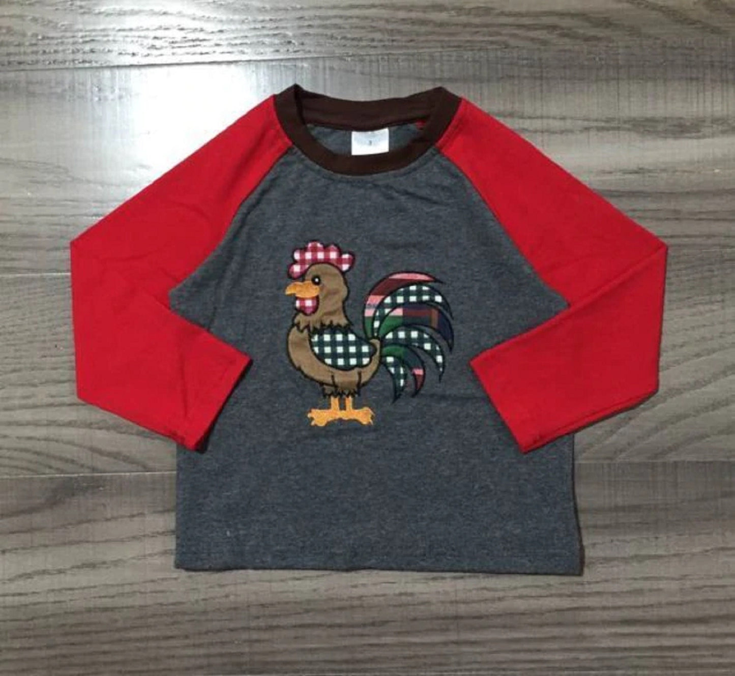 Rooster Applique Reglan Long Sleeve Shirt