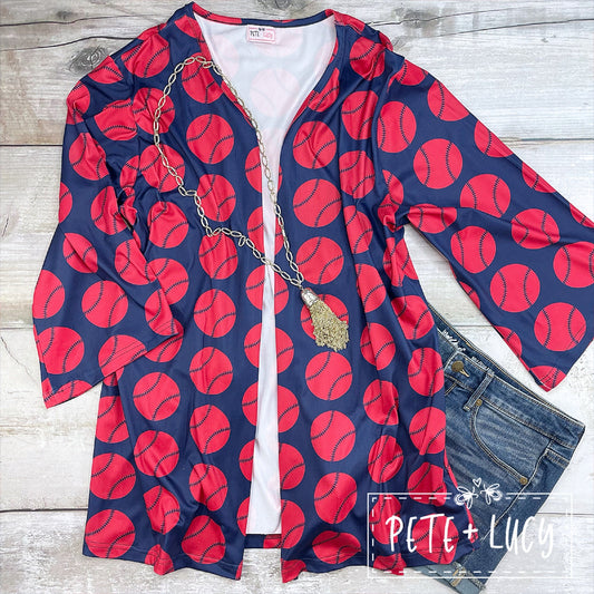 Pete + Lucy Take Me Out to the Ballgame Ladies Adult Cardigan