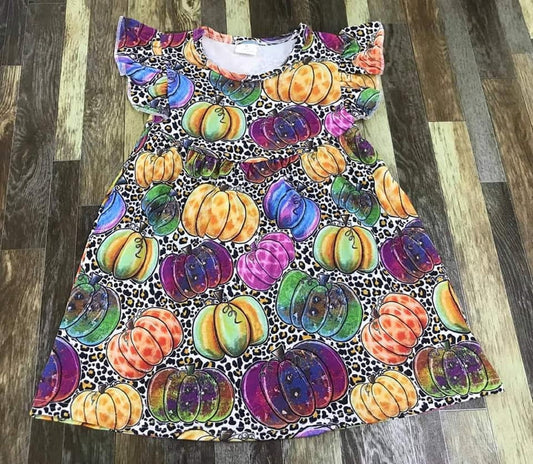 Girl's Pumpkin Short Sleeve Dress