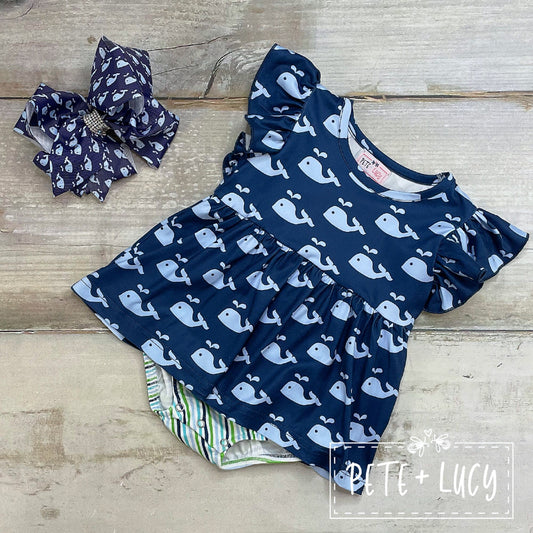 Pete + Lucy Whale of a Time Girl's Romper