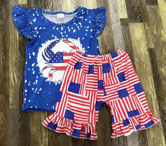 Patriotic Crab Shorts Set