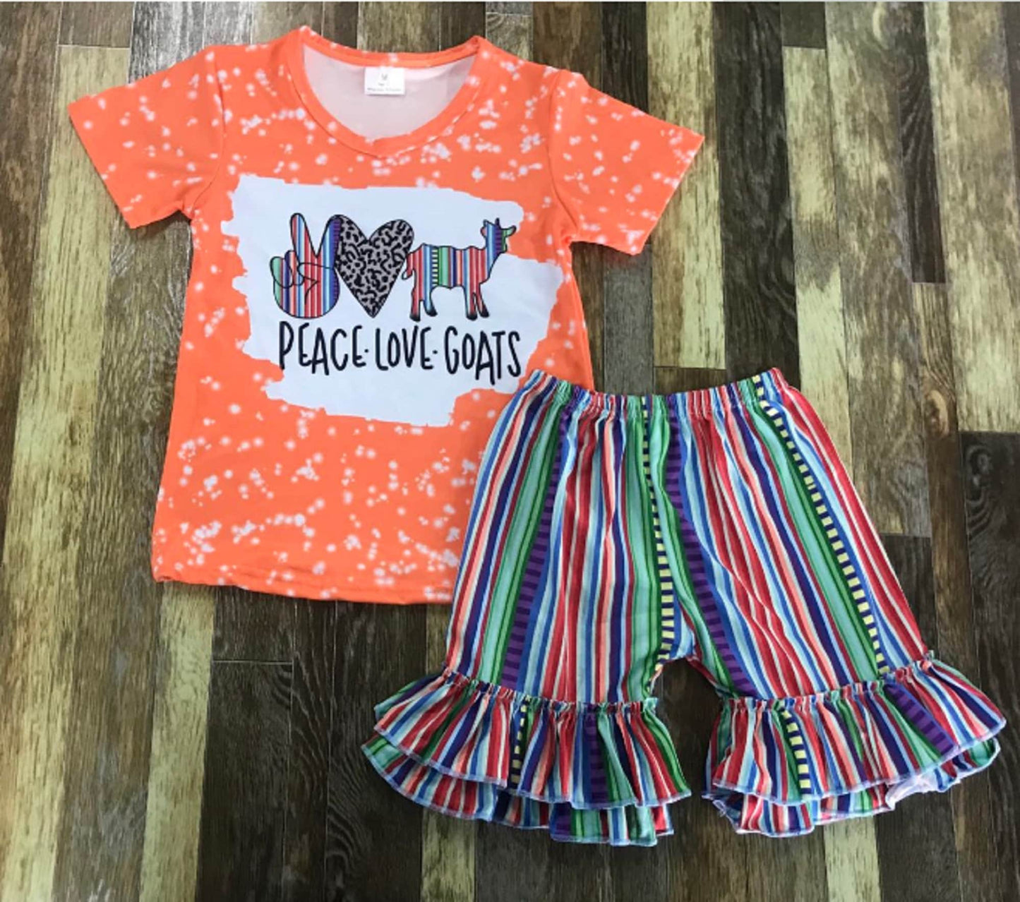 Girls Peace Love & Goats Short Set