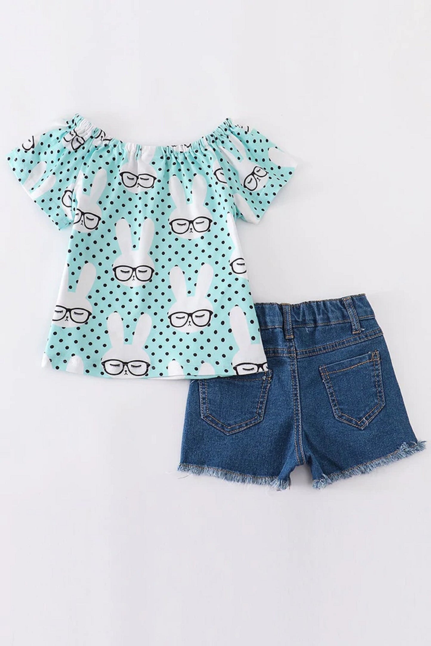 Mint Rabbit Denim Short Set