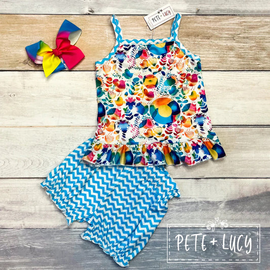 Pete + Lucy Colorful Birds Short Set