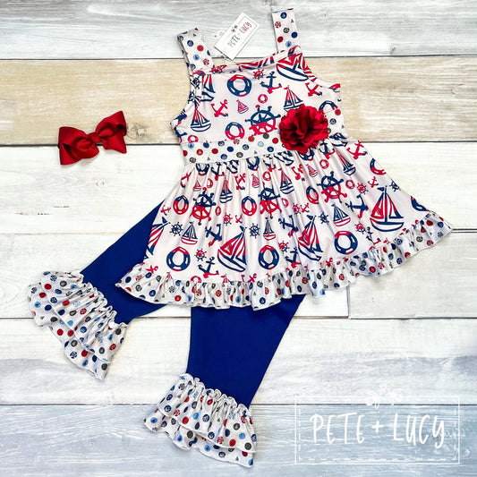 Pete + Lucy All Aboard Sibling Collection 2 Piece Capri Set