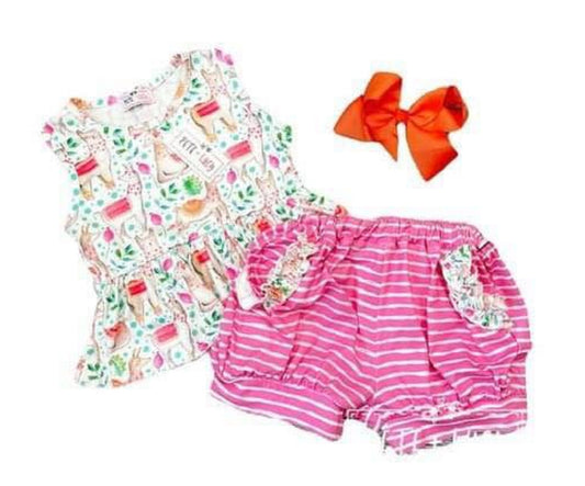 Pete + Lucy Llama Party Short Sleeve Short Set