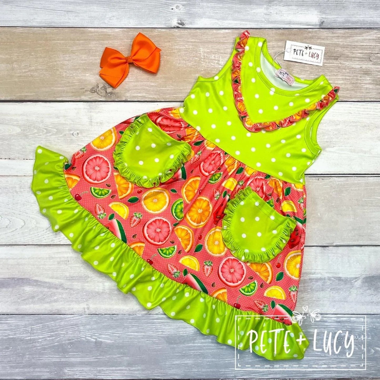 Pete + Lucy Sweet Fruit Short Sleeve Dress