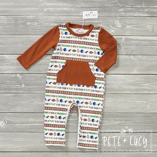 Pete + Lucy Boy's Long Sleeve Family Football Romper