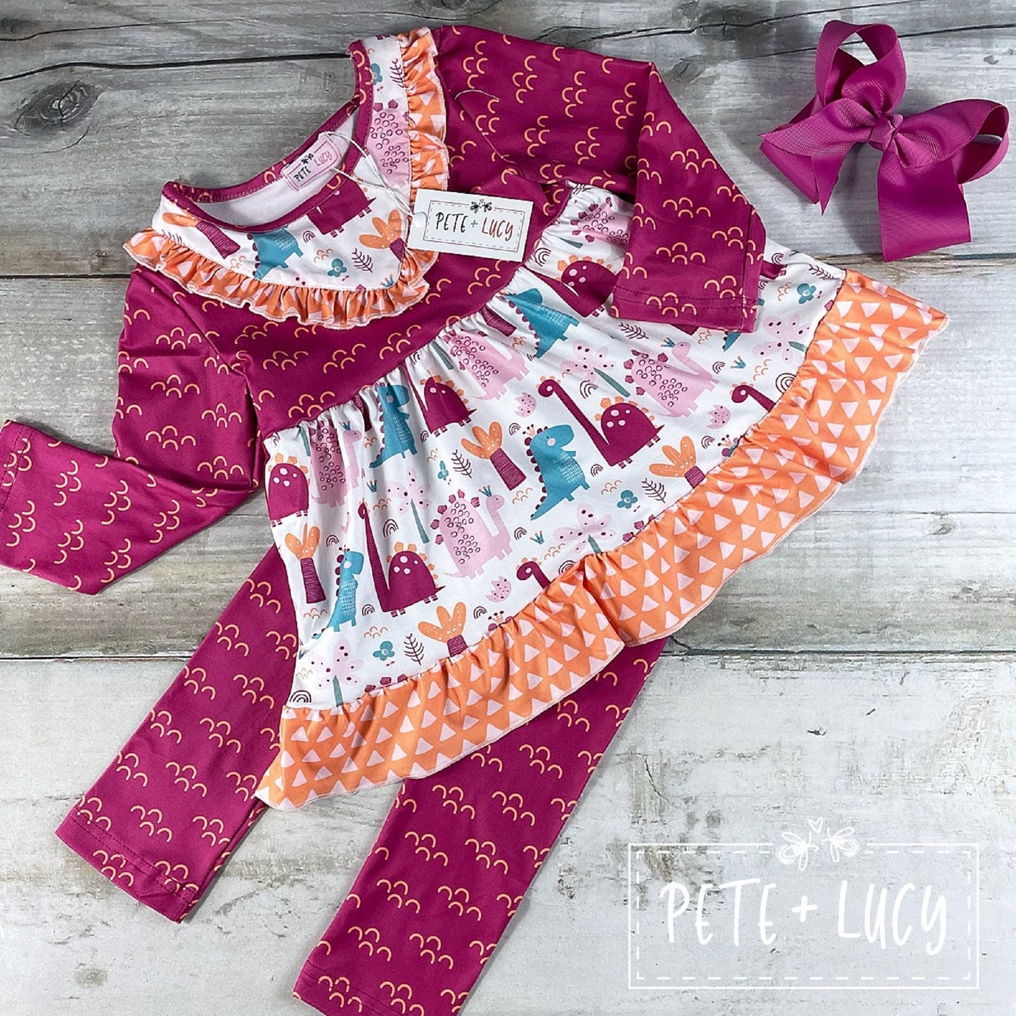 Pete + Lucy Dino Dreams Long Sleeve Pants Set