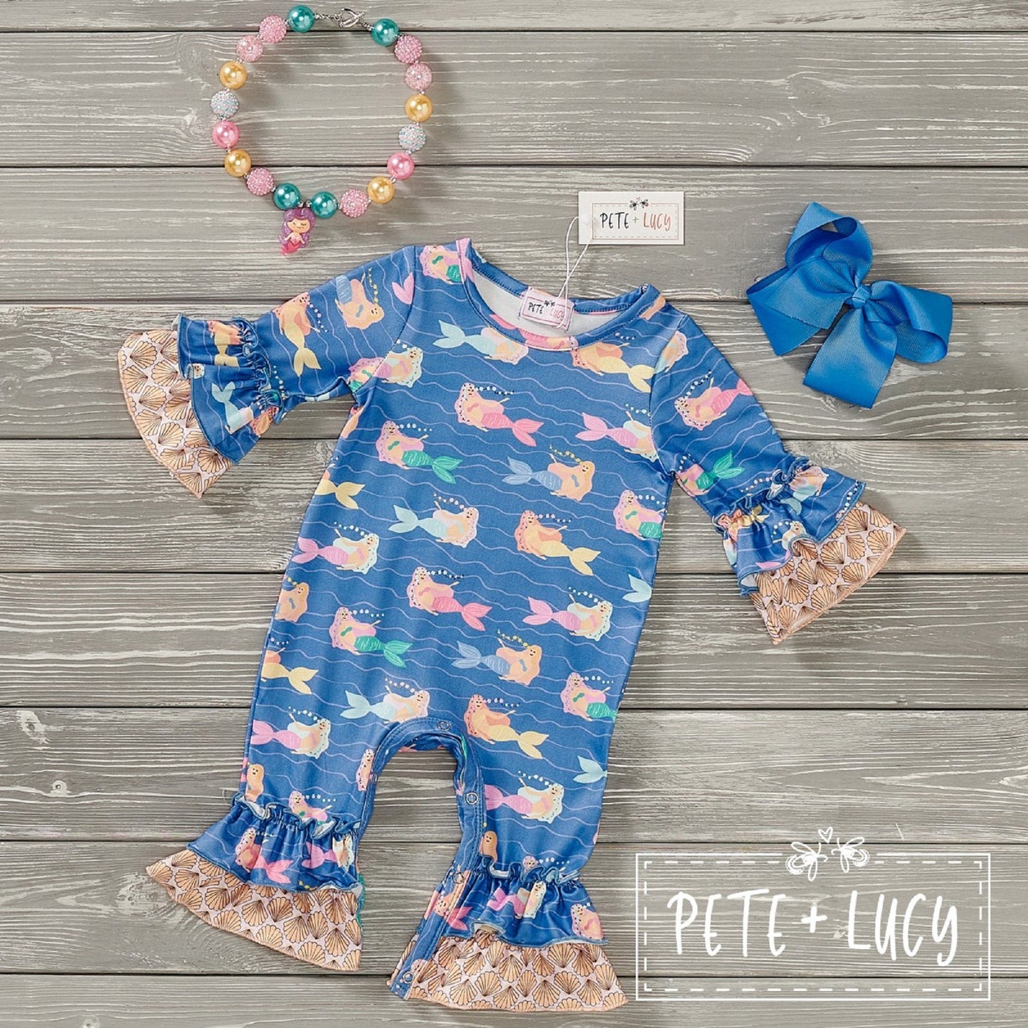 Pete + Lucy Mermaid with Shells Romper