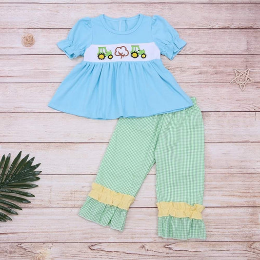 Green Tractor Cotton Pants Set