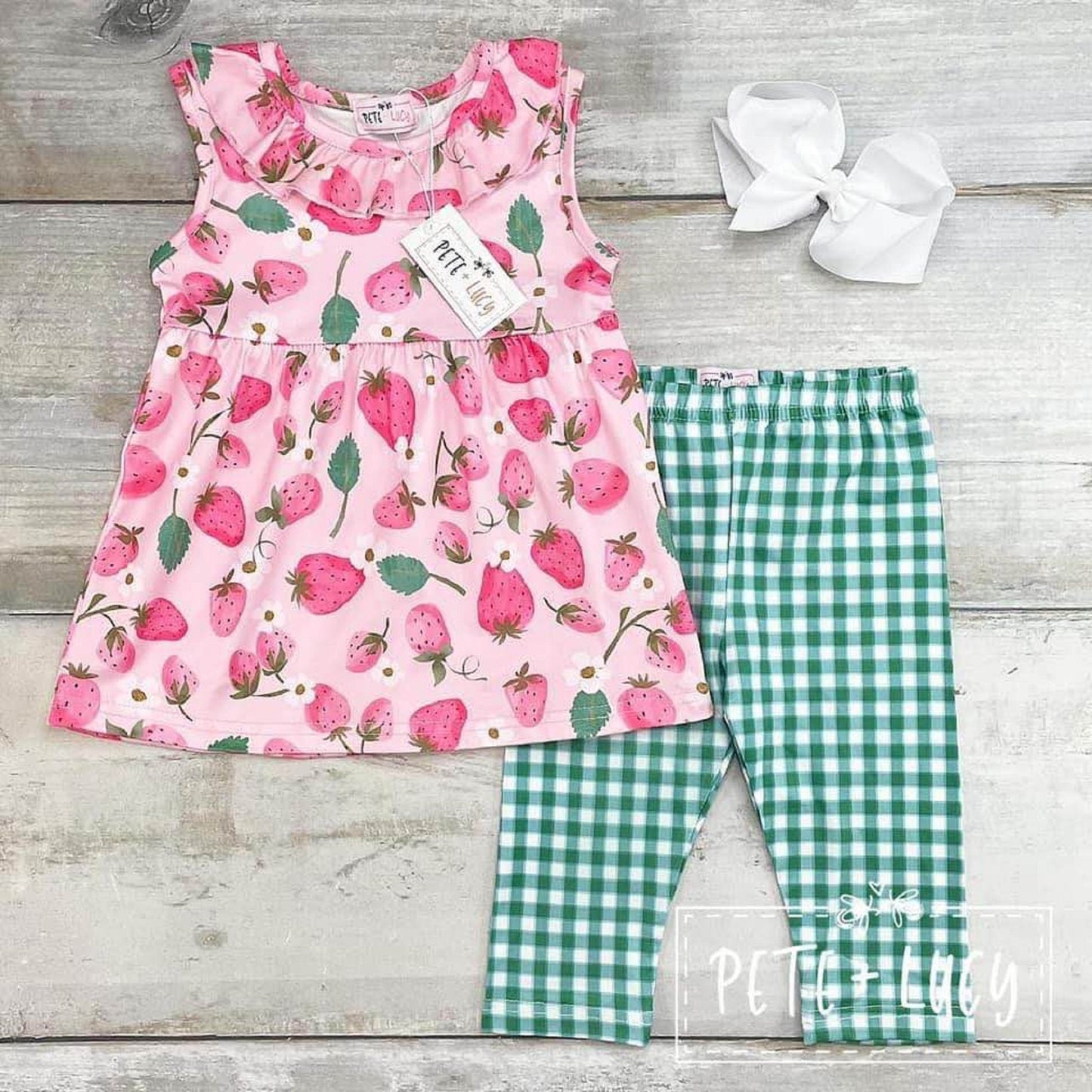 Pete + Lucy Strawberry Picnic Capri Set