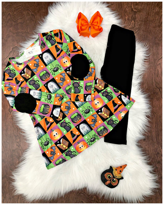 Pete + Lucy Halloween Squares Pant Set