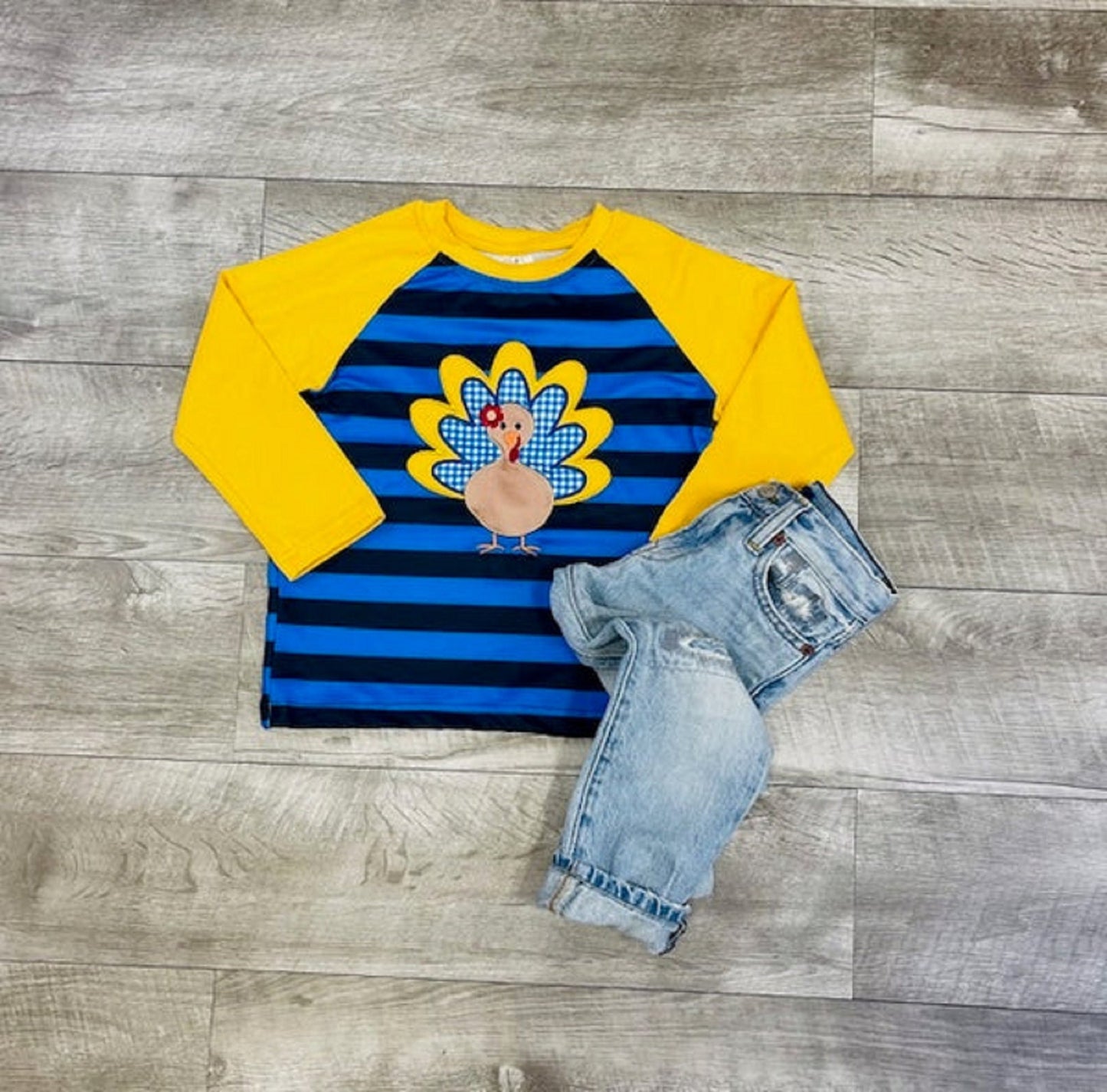 Blue and Yellow Striped Reglan with Turkey