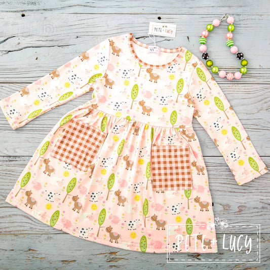 Pete + Lucy Fun on the Farm Long Sleeve Dress