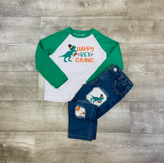 Boys Happy Rex Giving Shirt and Pants Set!