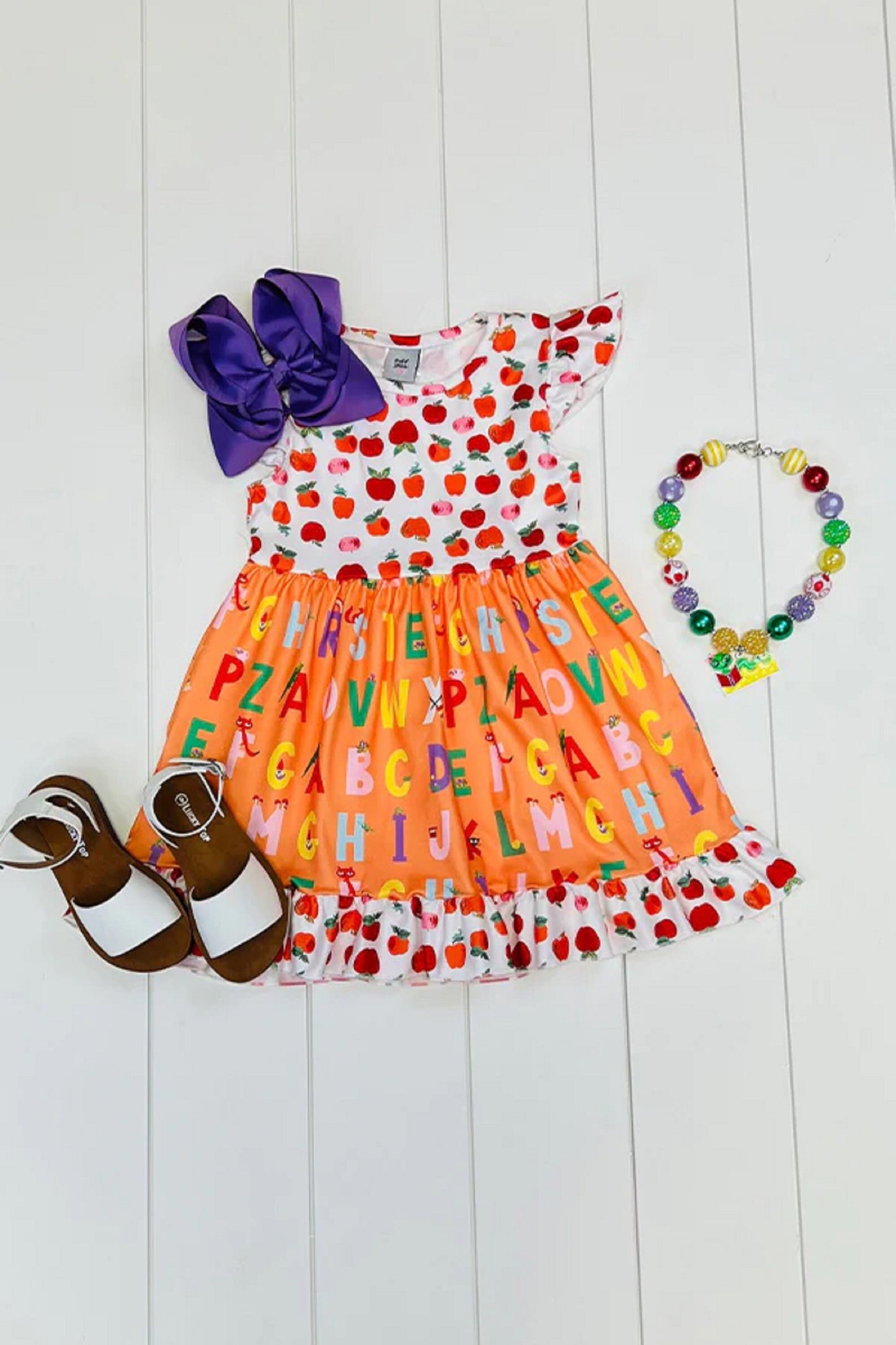 Apples & Alphabet Short Sleeve Dress