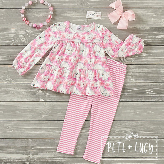 Pete + Lucy Elephant Rose Pants Set