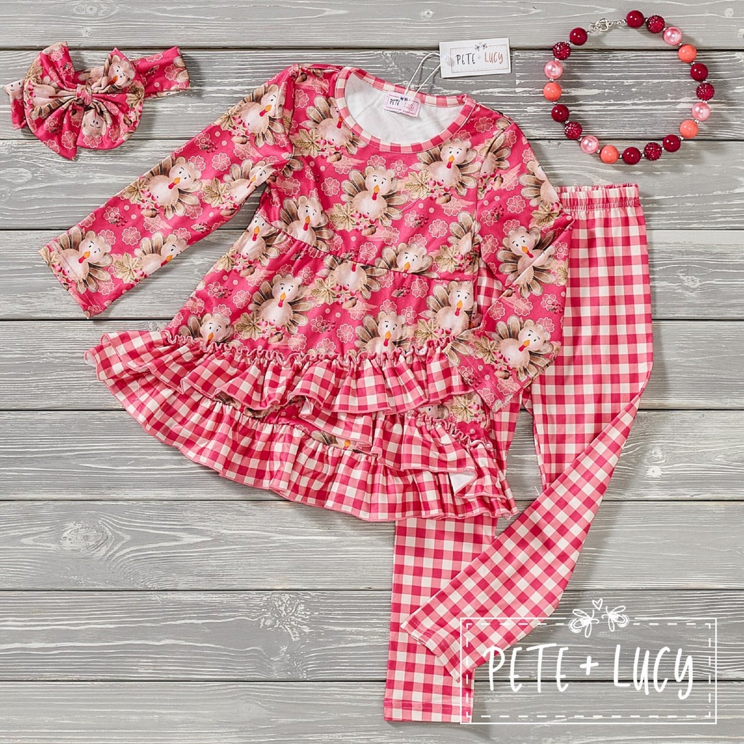 Pete + Lucy Turkeylicious Long Sleeve Pants Set