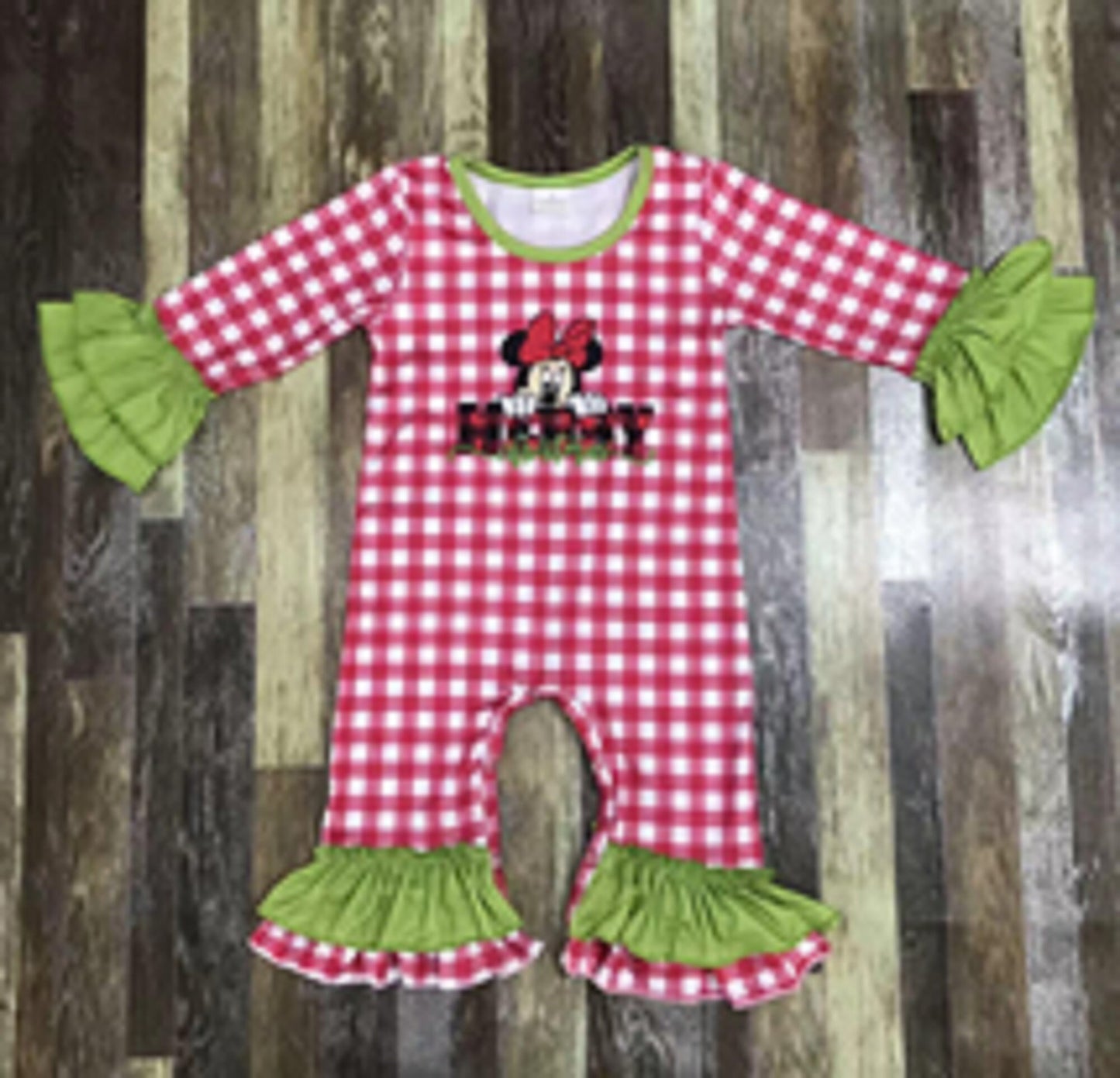 Girl Mouse Red Gingham Check Romper